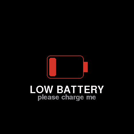 Device screen warning that the battery is low