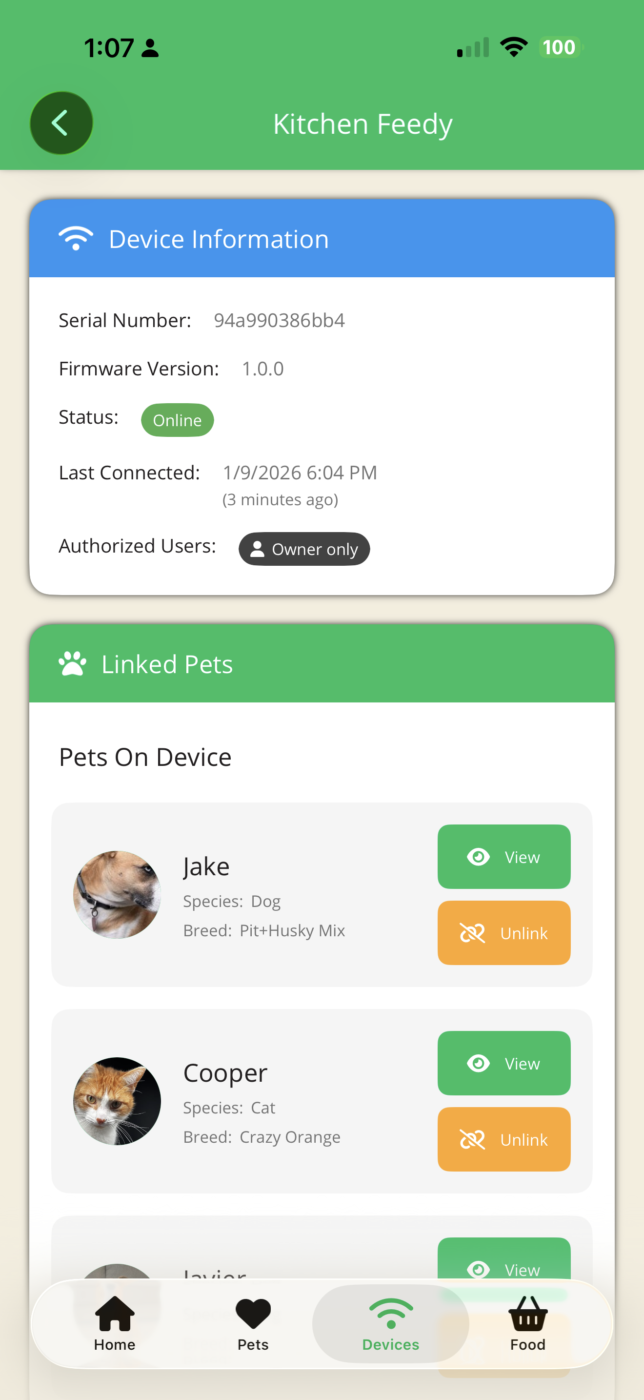 JustFed app food inventory tracker with reorder alert