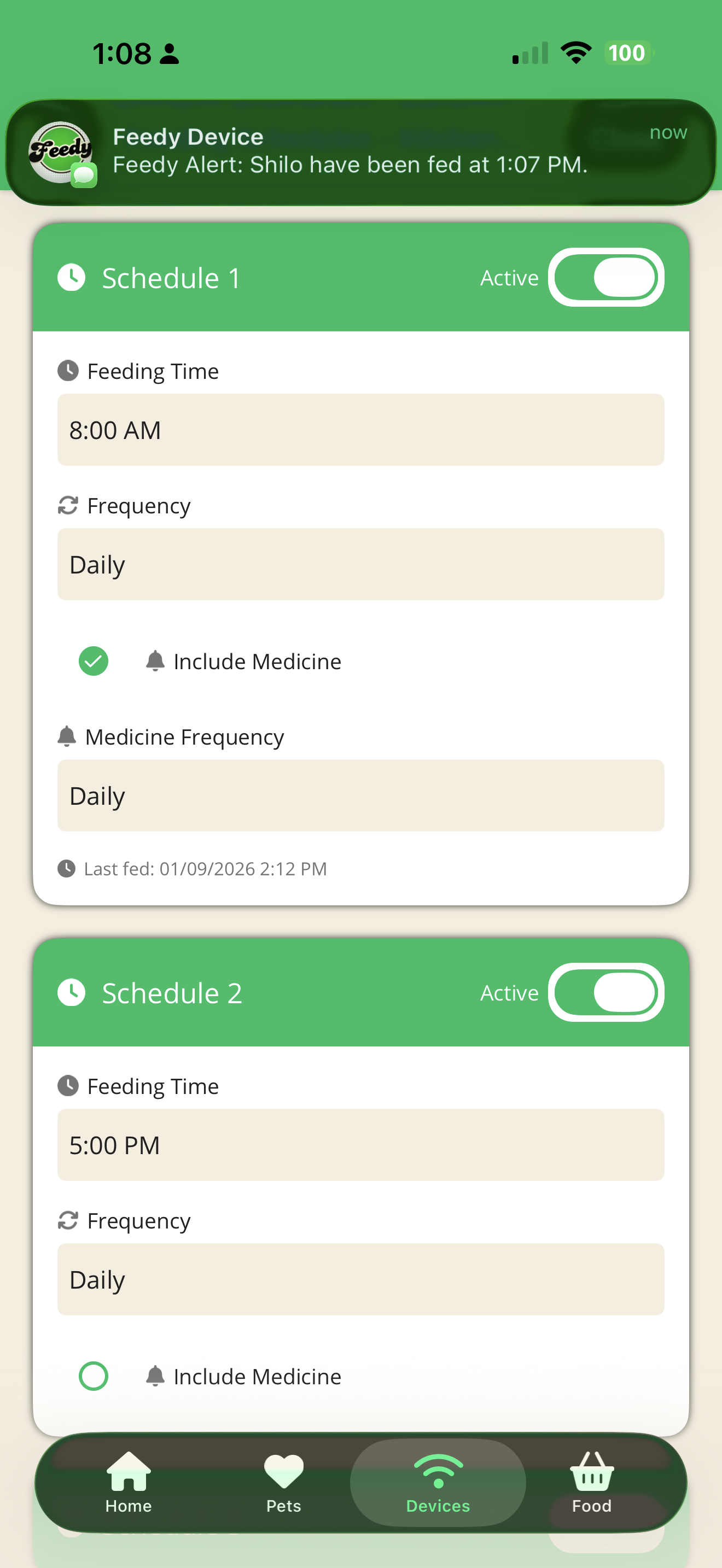 JustFed app real-time family notification that a pet has been fed